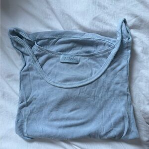 SKIMS Ribbed Scoop Tank in Light Blue